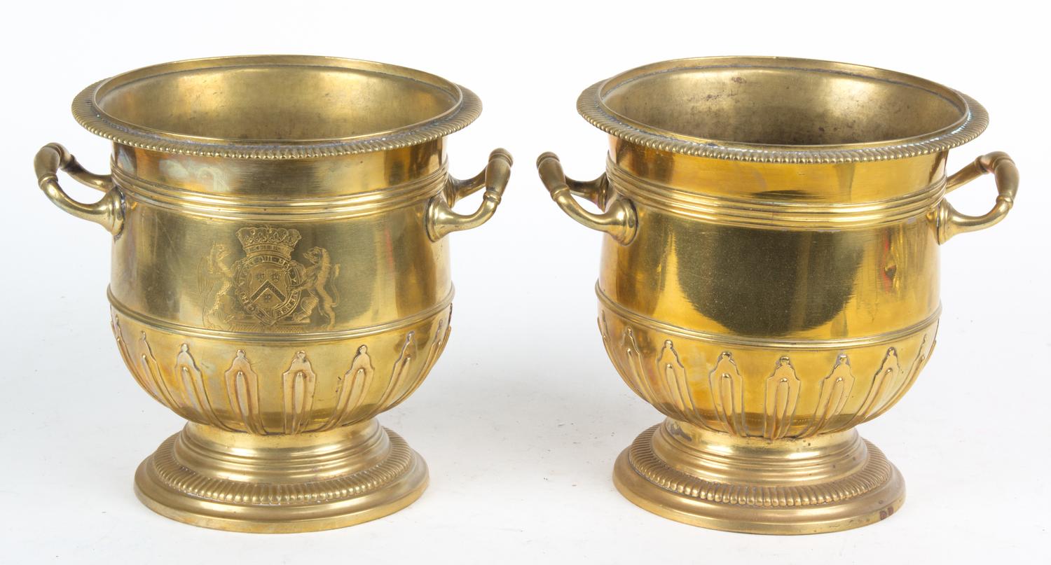 A Pair of Brass Urn-form Vases