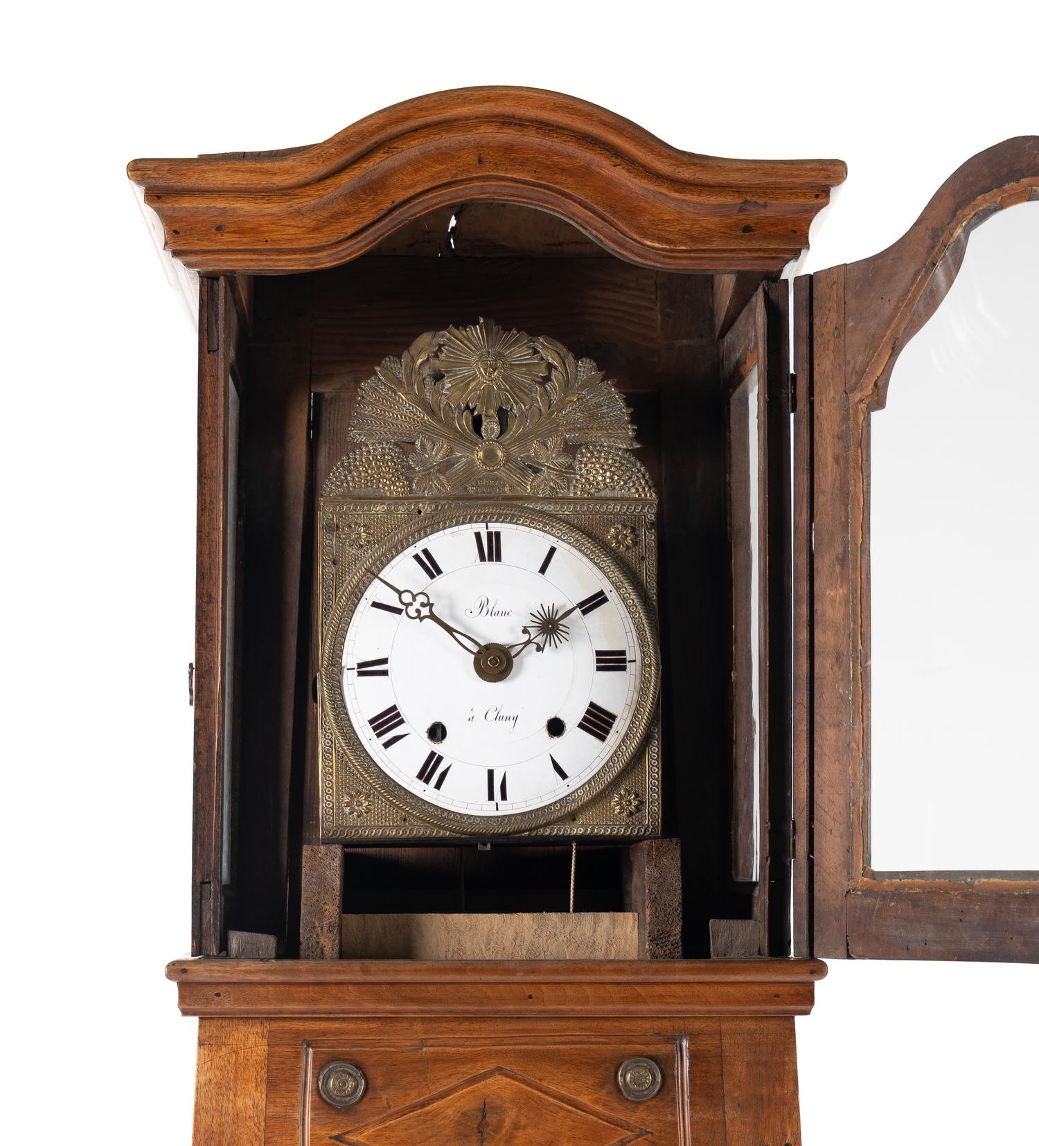 A French Provincial Walnut Tall-Case Clock