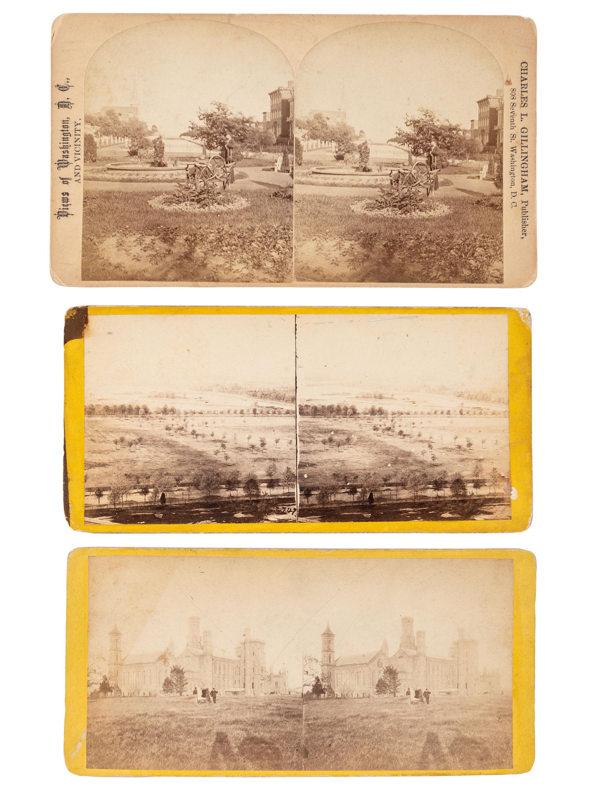 [EARLY PHOTOGRAPHY]. A group of approx. 95 stereoviews highlighted by images of US presidents, views in and around Washington, DC and Mount Vernon, and African American and female subjects.
