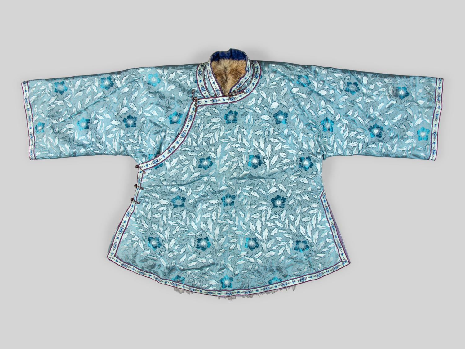 A Fur Lined Light Blue Silk Ladie's Jacket