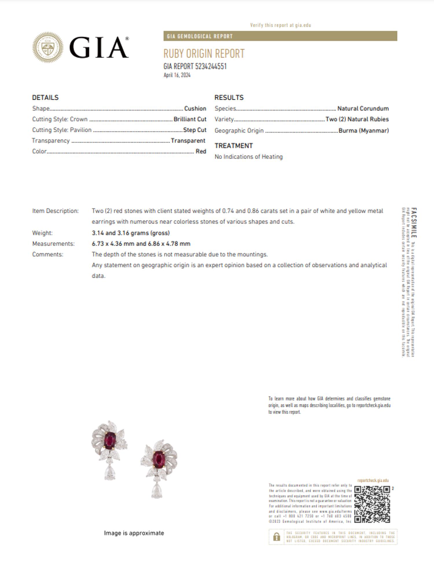 BURMESE RUBY AND DIAMOND EARRINGS