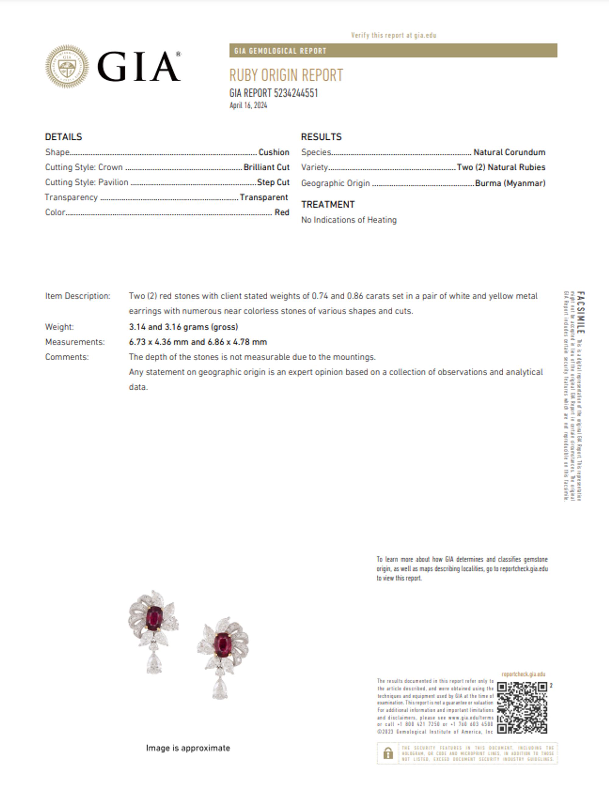 BURMESE RUBY AND DIAMOND EARRINGS