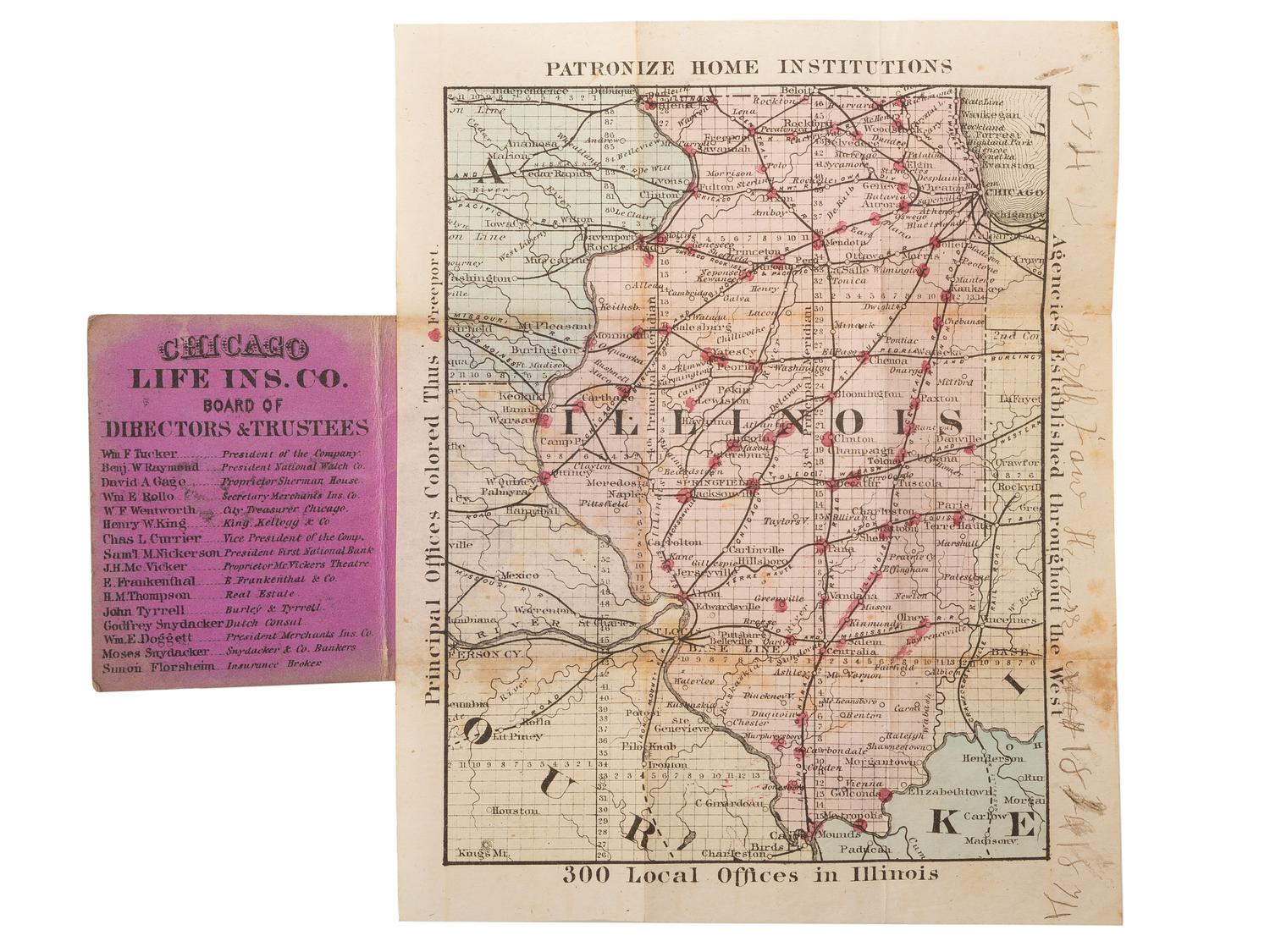 [MAPS & ATLASES -- ILLINOIS]. A large group of maps of Illinois, Indiana, and Midwest, comprising: