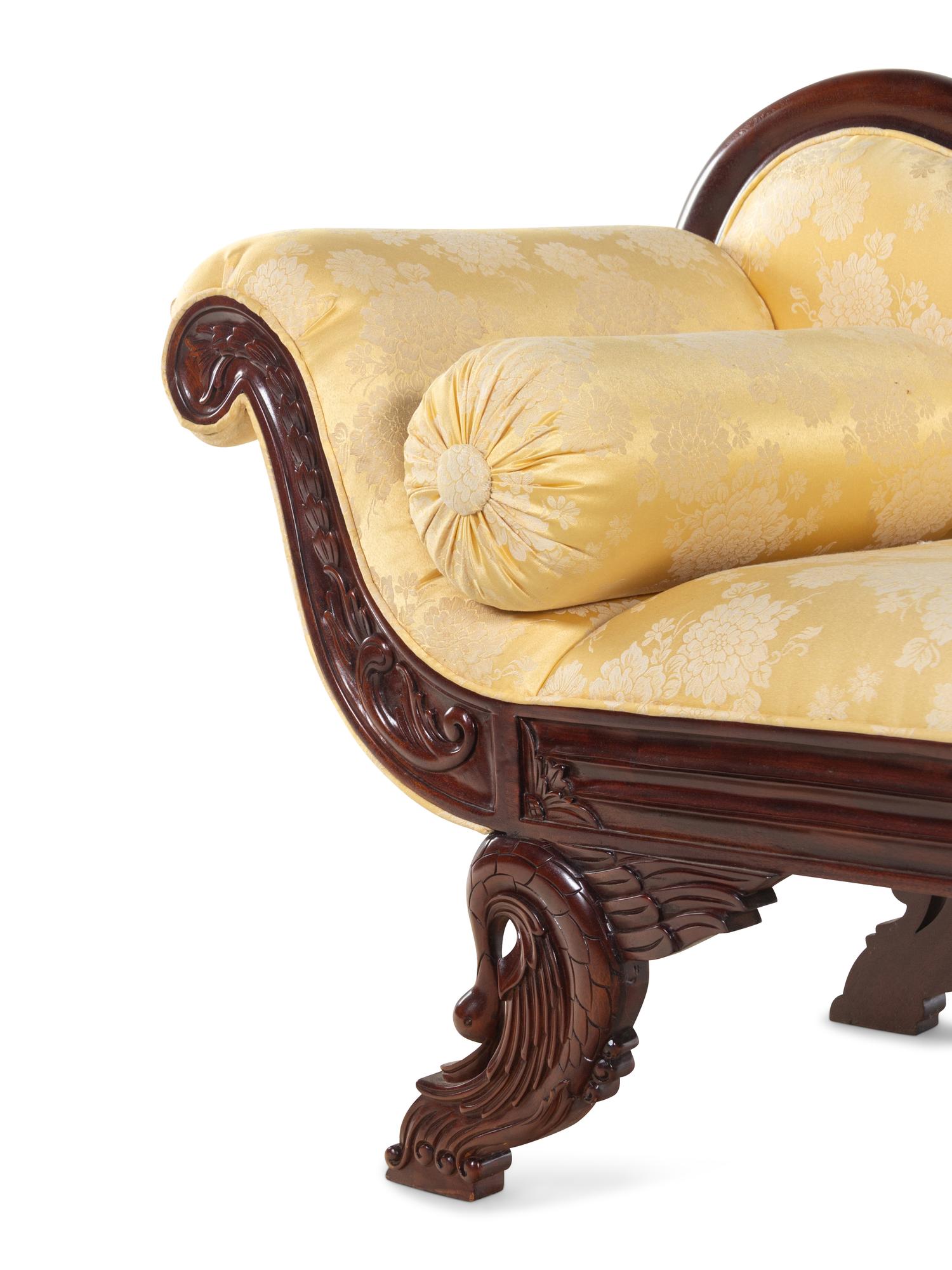 A Classical Style Carved Mahogany Swan-Foot Sofa