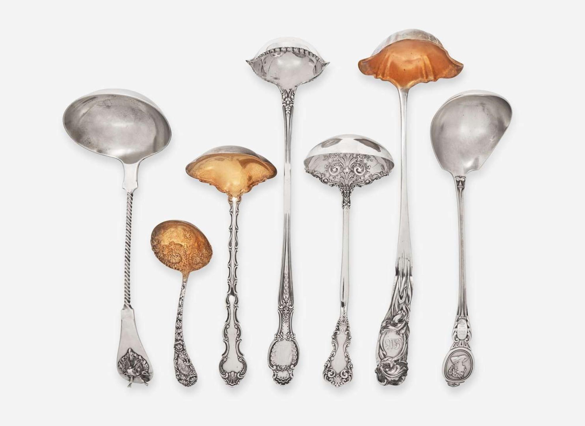An assembled collection of seven sterling silver ladles, various makers, late 19th / early 20th century
