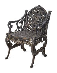 A Suite of Victorian Style Cast Iron Garden Furniture Allegorical of the Seasons