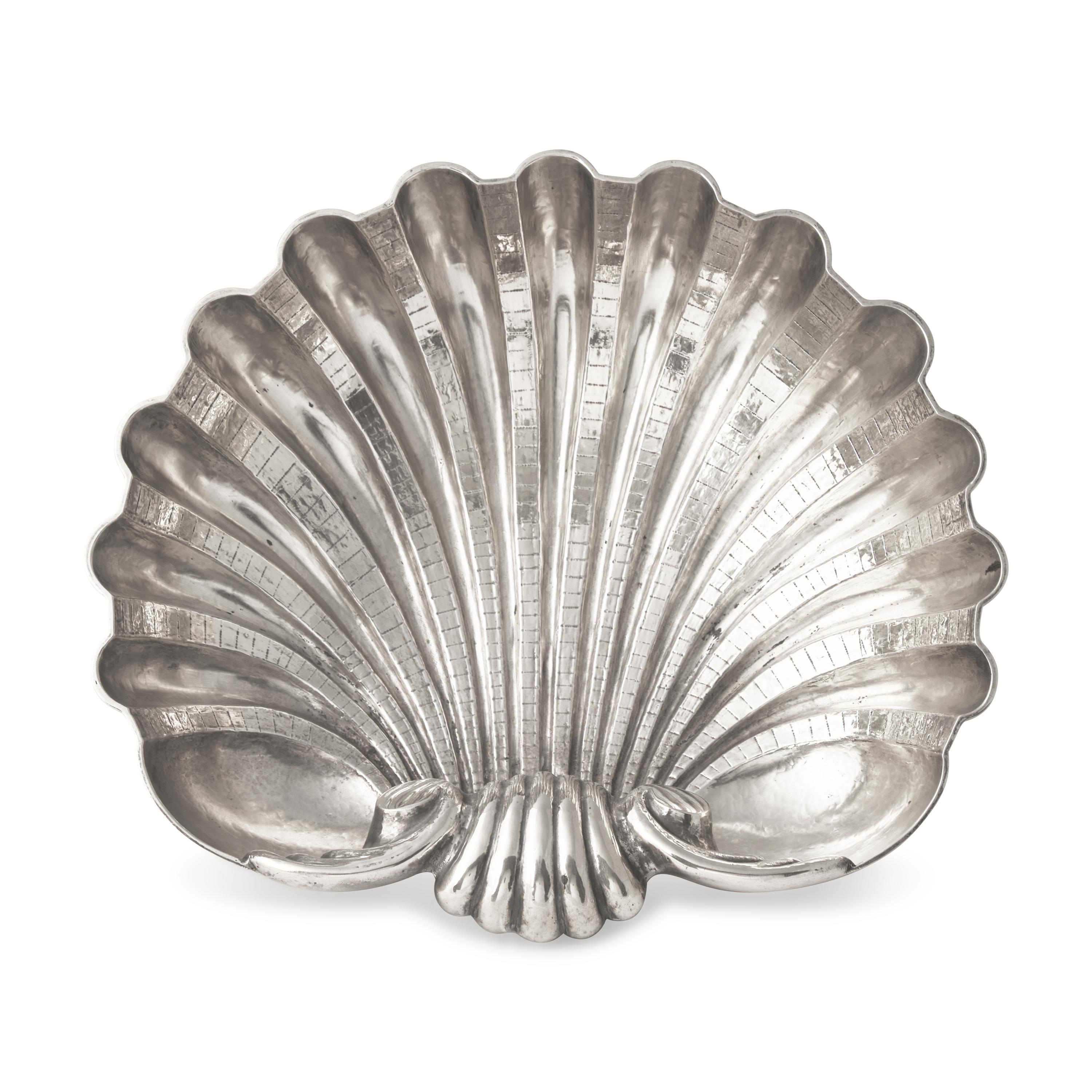 An Italian Silver Grotto Style Shell-Form Bonbon Dish