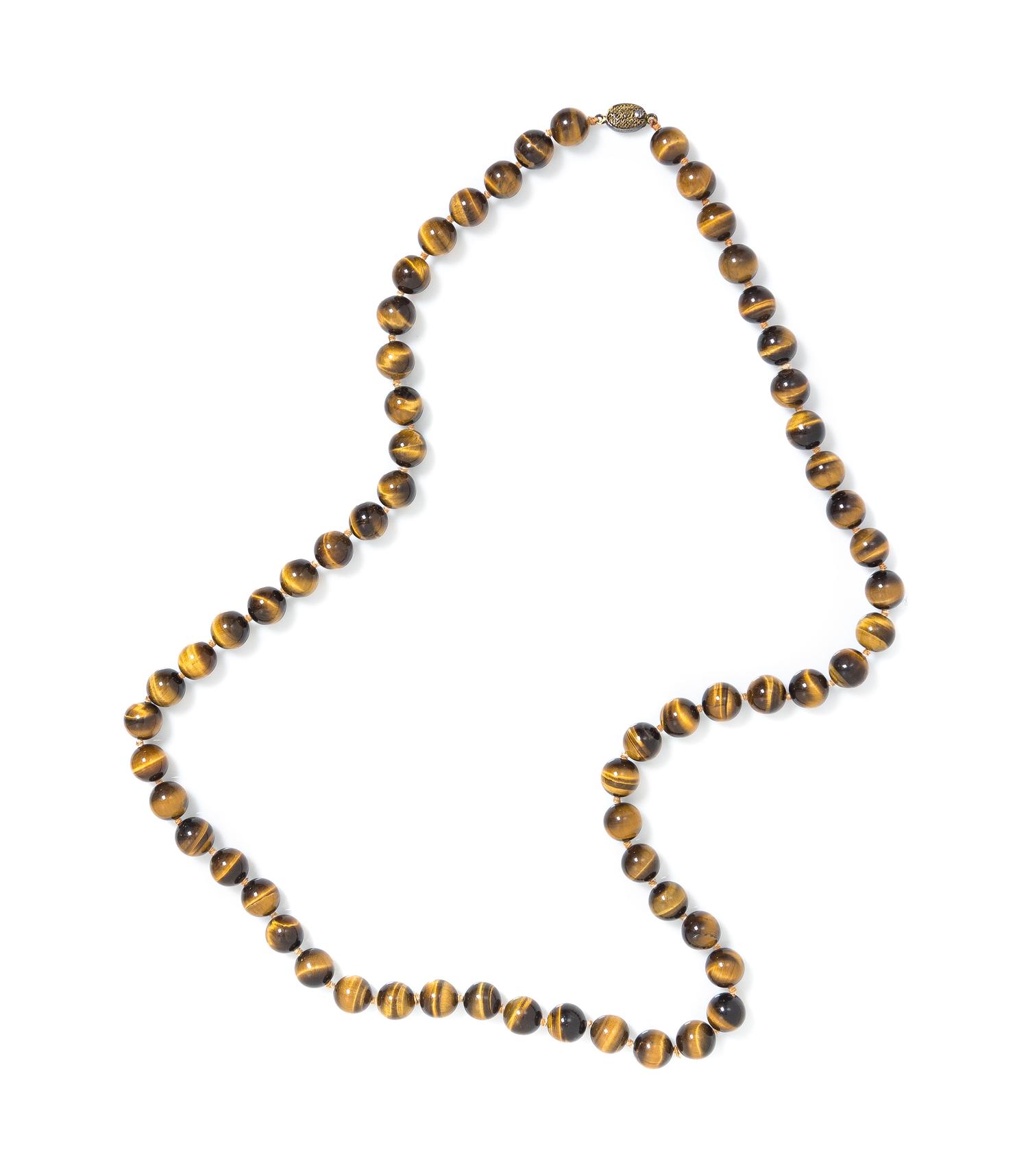 A Single Strand Tiger's Eye Quartz Bead Necklace,