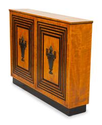A Neoclassical Style Fruitwood and Parcel Ebonized Console Cabinet