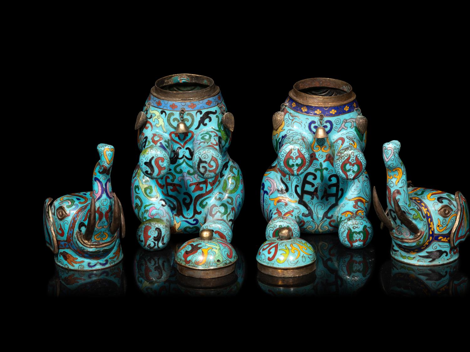 Two Chinese Cloisonné Enamel Animal Figures