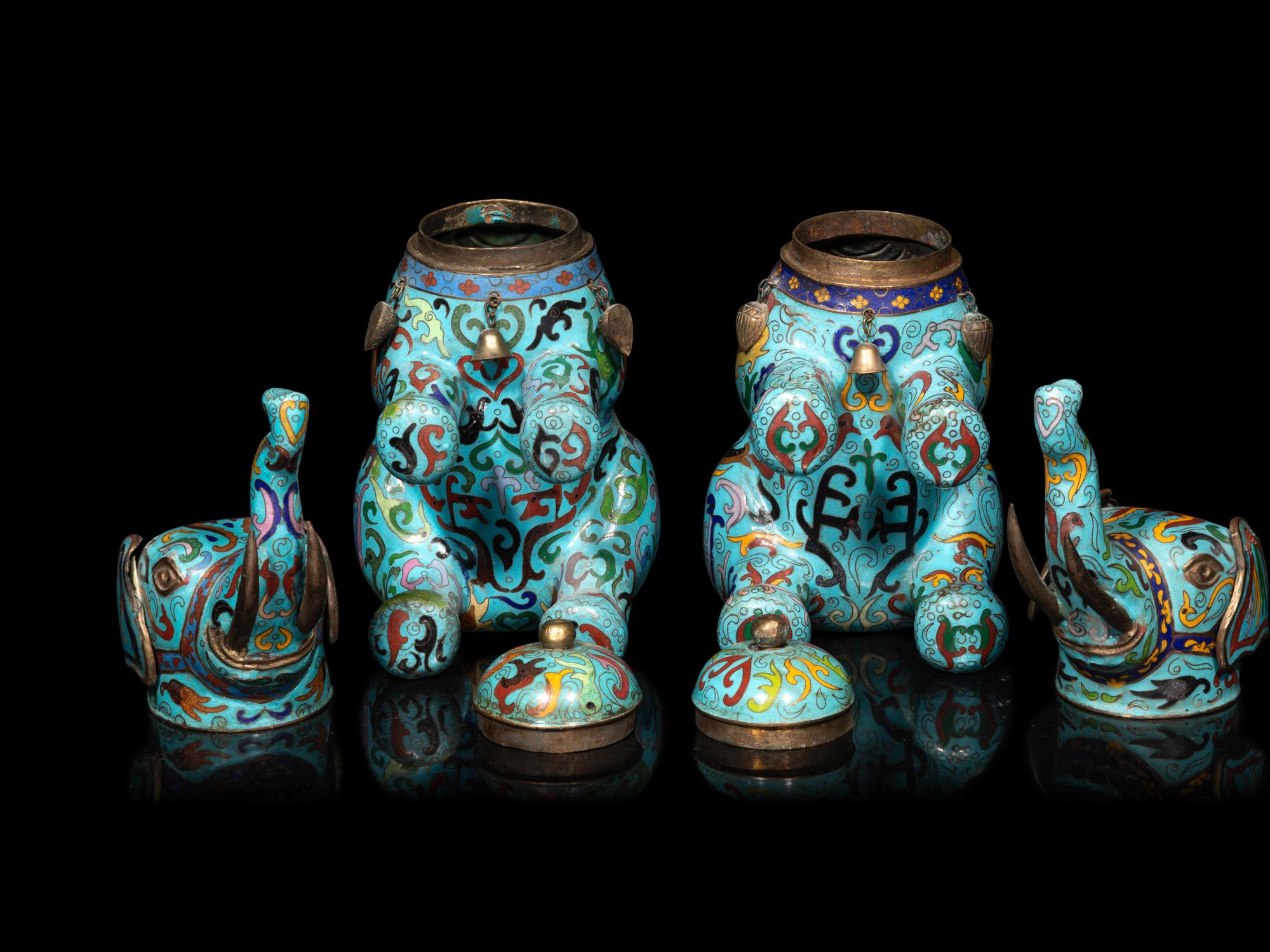 Two Chinese Cloisonné Enamel Animal Figures