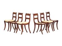 Six Regency Brass Inlaid Mahogany Side Chairs