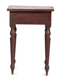 A Classical Red Paint and Gilt Stencil Decorated Cherrywood Side Table