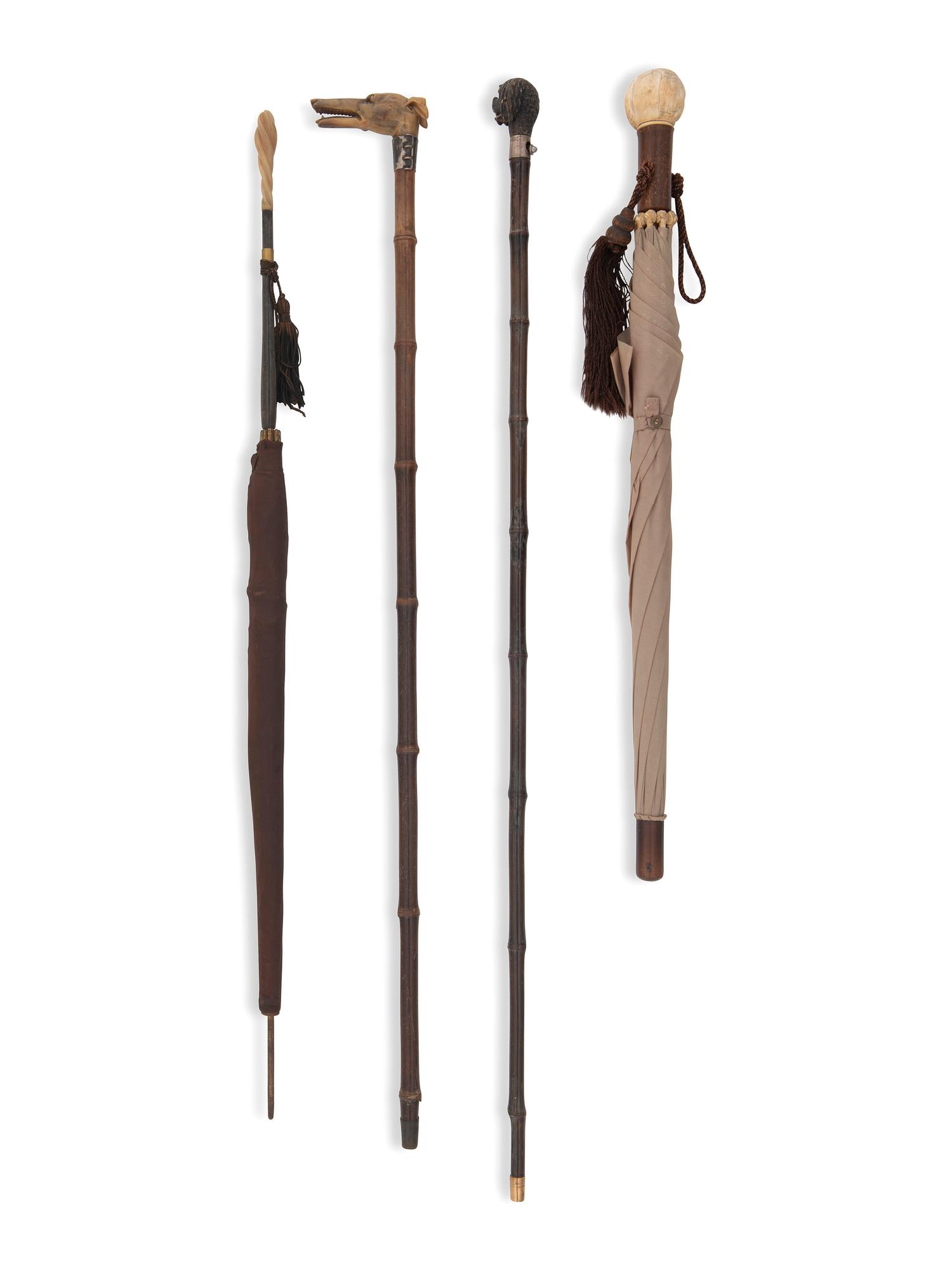 Four Walking Sticks and Umbrellas