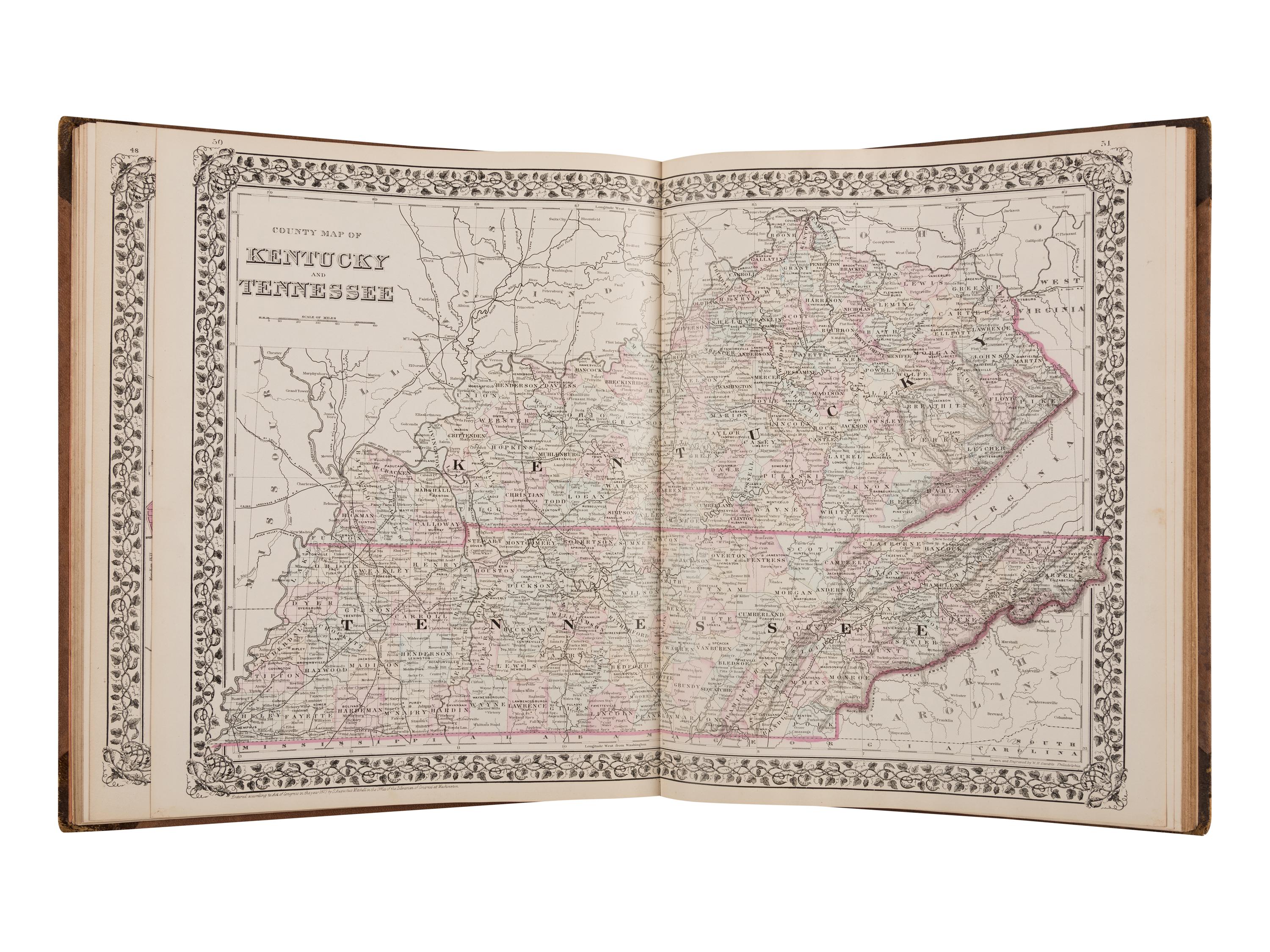 MITCHELL, Samuel Augustus (1792-1868). Mitchell’s New General Atlas, Containing Maps of the Various Countries of the World, Plans of Cities. Philadelphia: S. Augustus Mitchell, 1880.