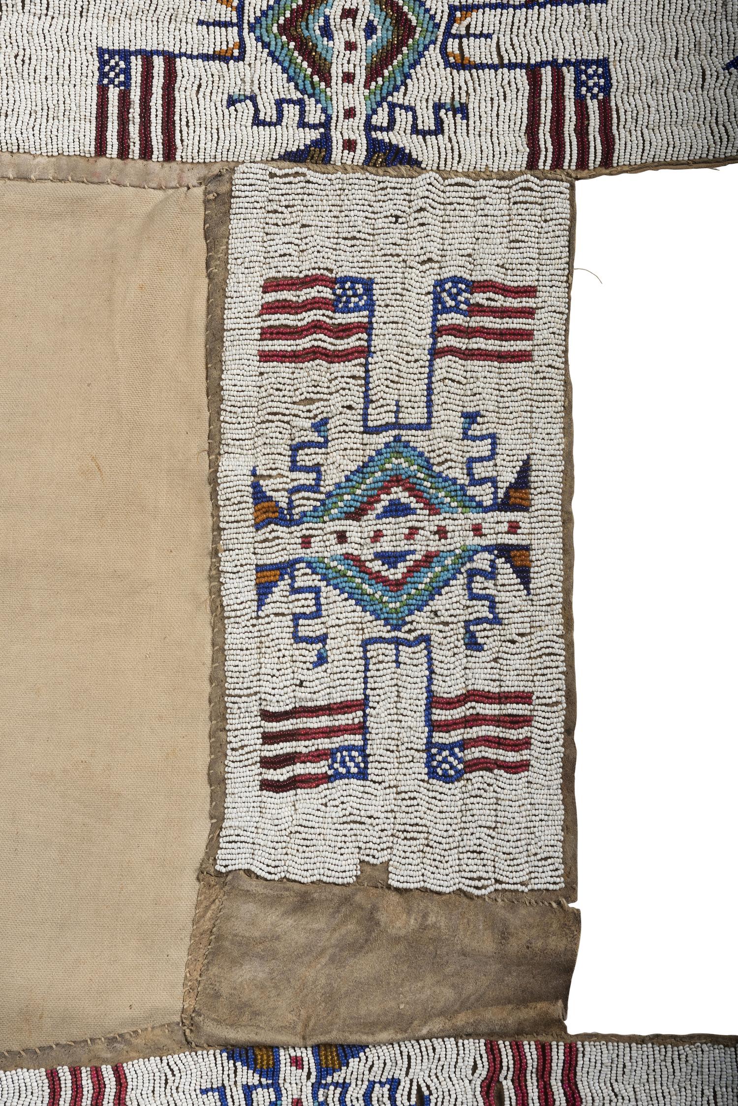Sioux Beaded Hide Saddle Blanket, with American Flags