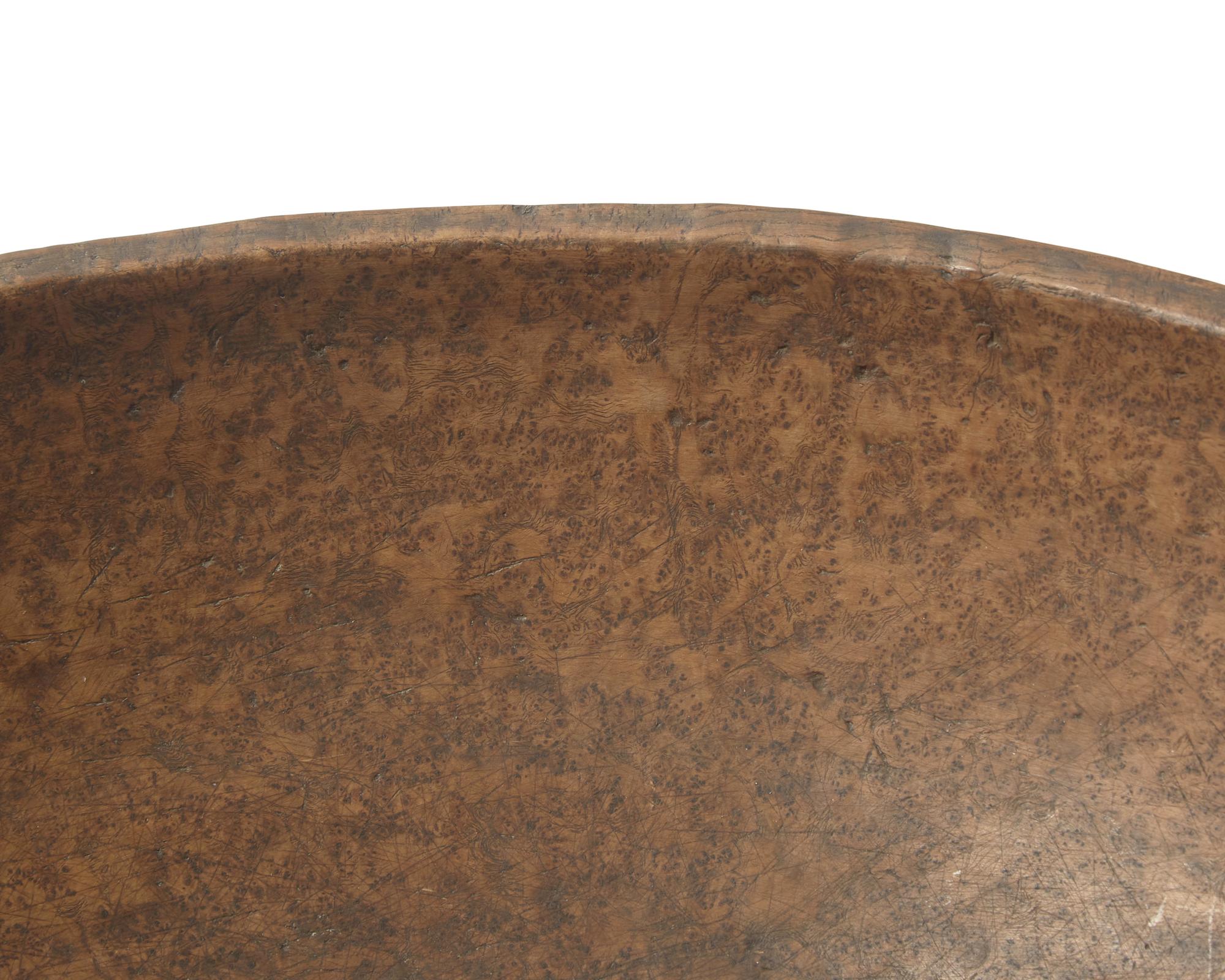 A Large Turned Burl Wood Bowl