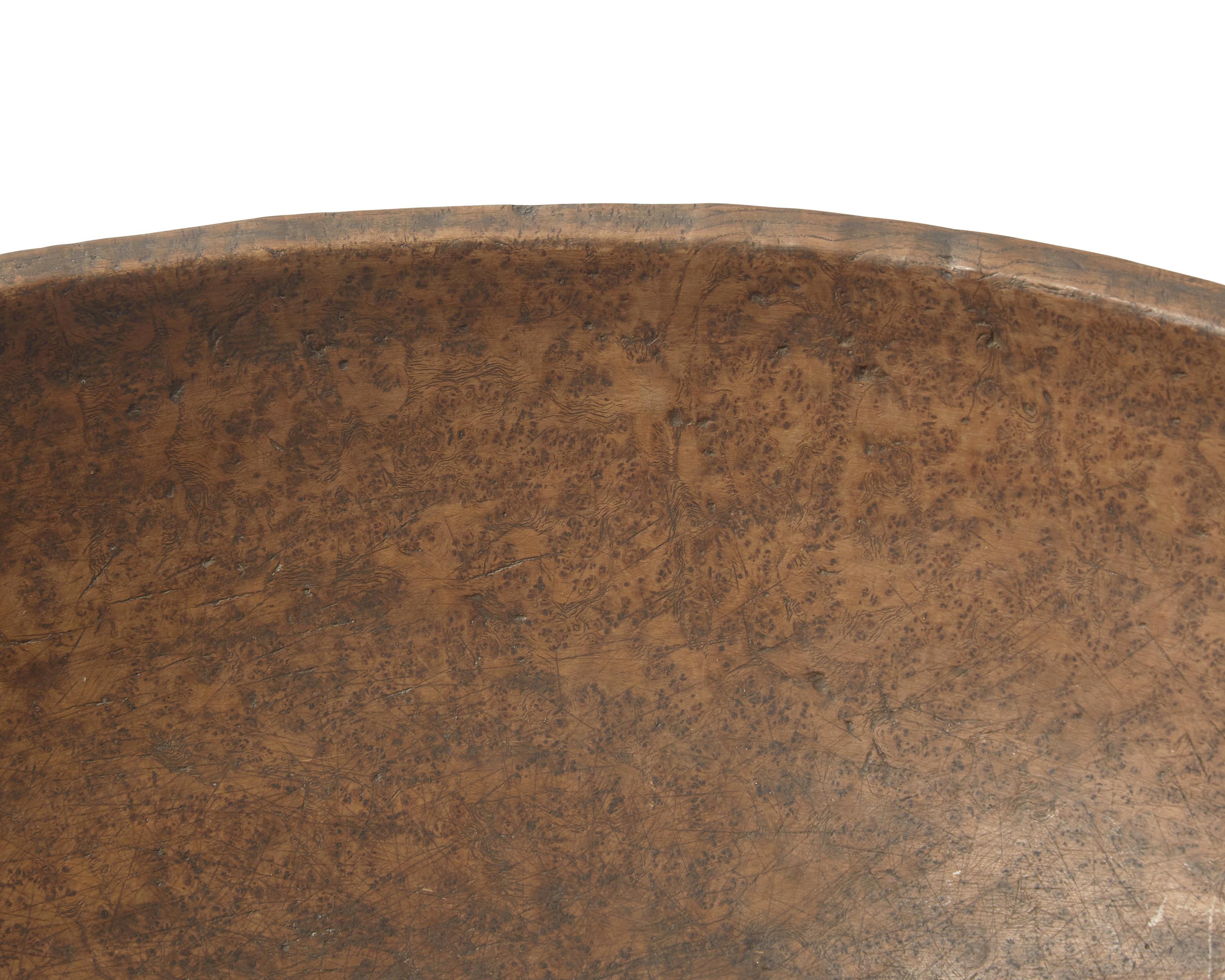 A Large Turned Burl Wood Bowl