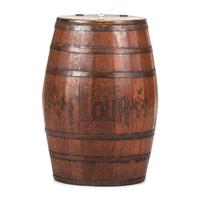 A Large Stenciled and Grain Painted Wood Flour Barrel