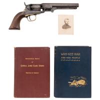 Inscribed Colt Model 1849 Pocket Revolver of Capt. James C. Strong of 21st NY - Wounded at Williamsburg - with some of his letters, published works, and CDV