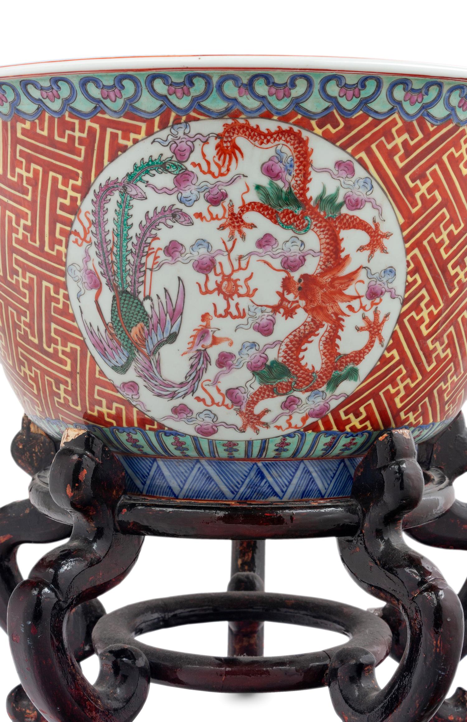 A Chinese Export Porcelain Fishbowl on Stand