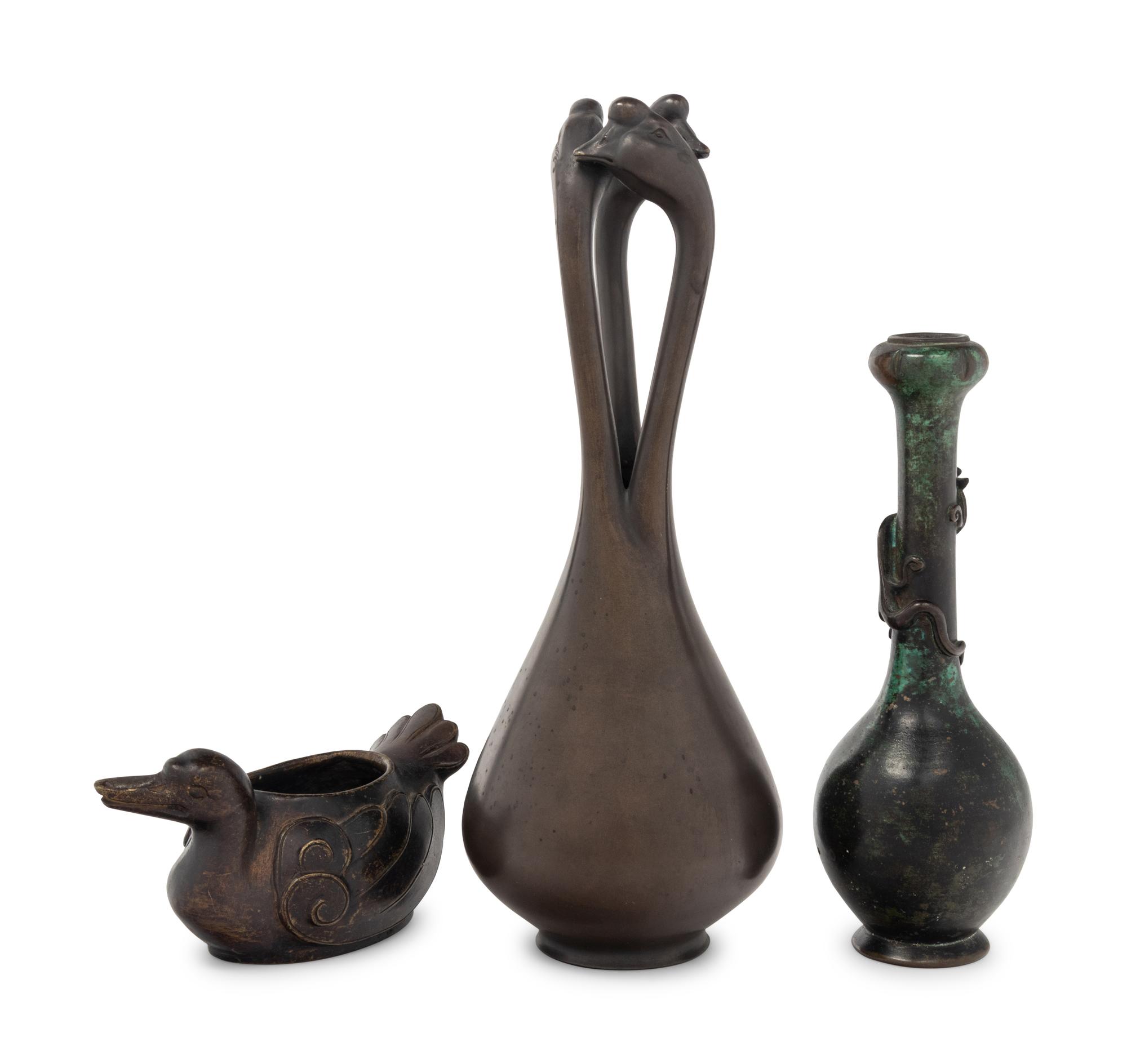 Three Japanese Bronze Vessels