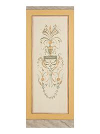 A Set of Five Neoclasscial Style Wallpaper Panels