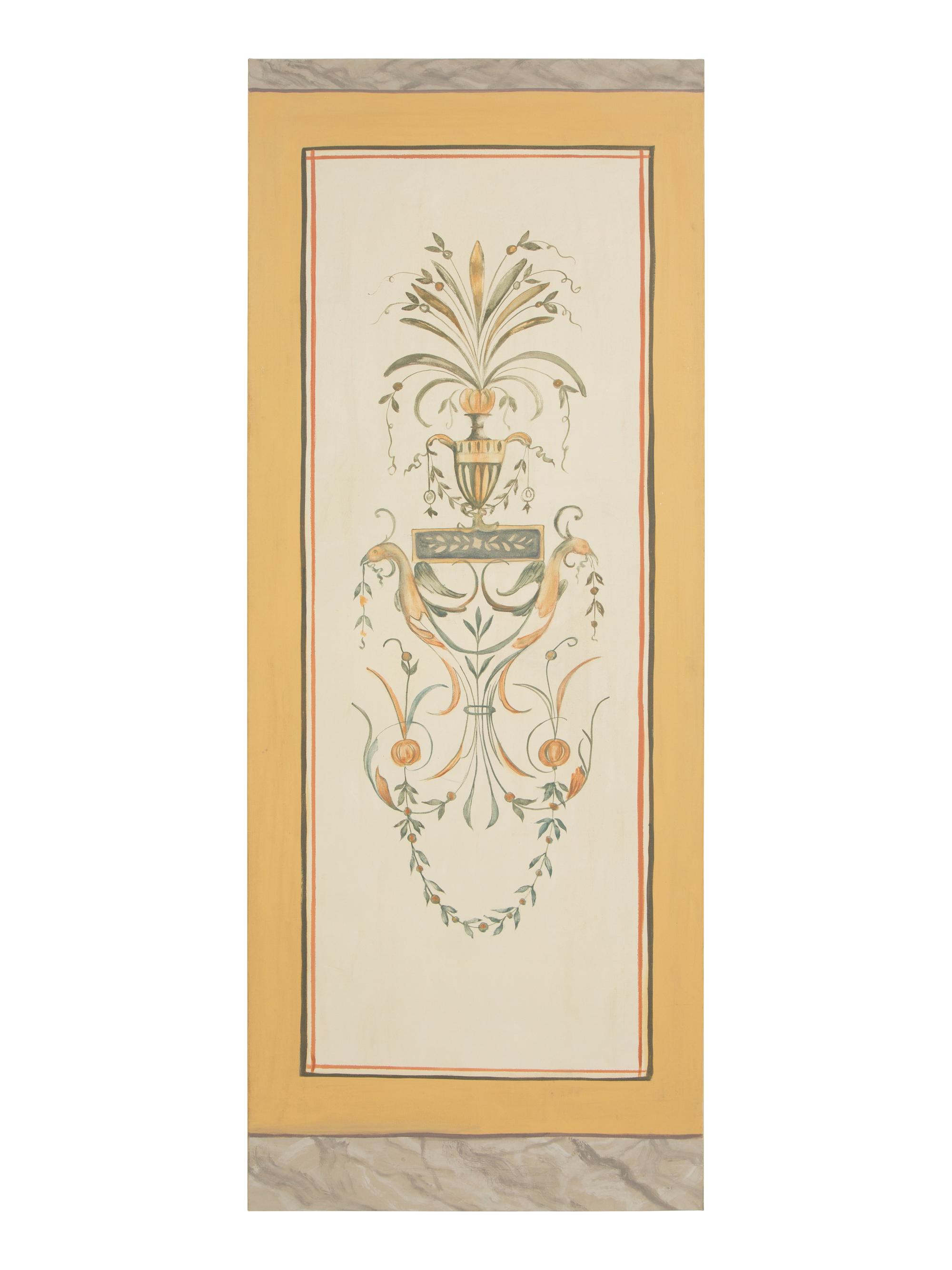 A Set of Five Neoclasscial Style Wallpaper Panels