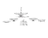 A Group of Seven English Silver Table Articles