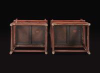 A pair of Chinese huanghuali continuous yoke-back armchairs, Nanguanmaoyi, Qing Dynasty 黃花梨南官帽椅一對 清