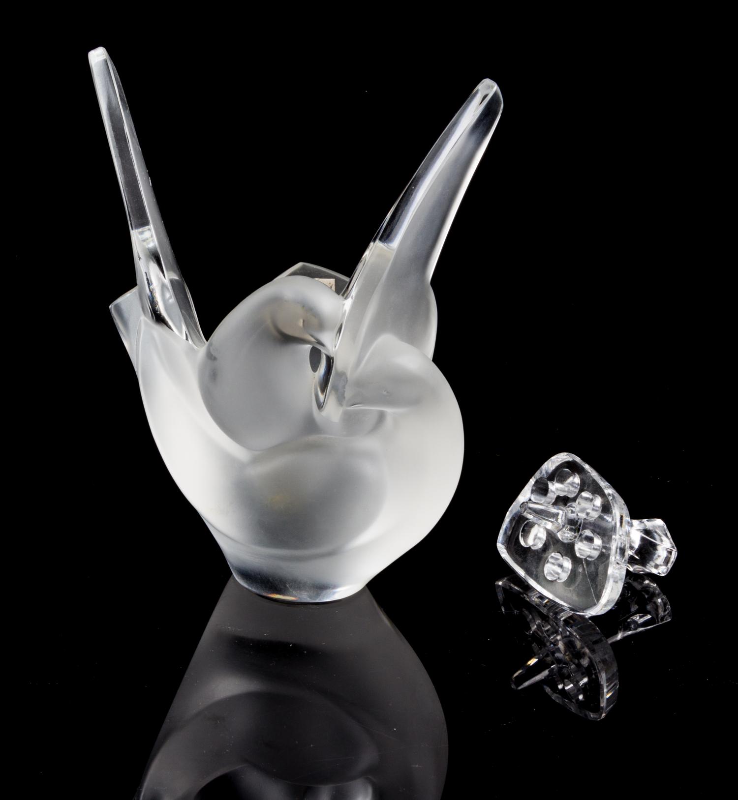 A Lalique Molded and Frosted Glass Vase Height 8 inches. — SECOND HALF 20TH CENTURY