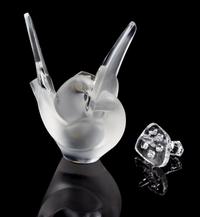 A Lalique Molded and Frosted Glass Vase Height 8 inches. — SECOND HALF 20TH CENTURY