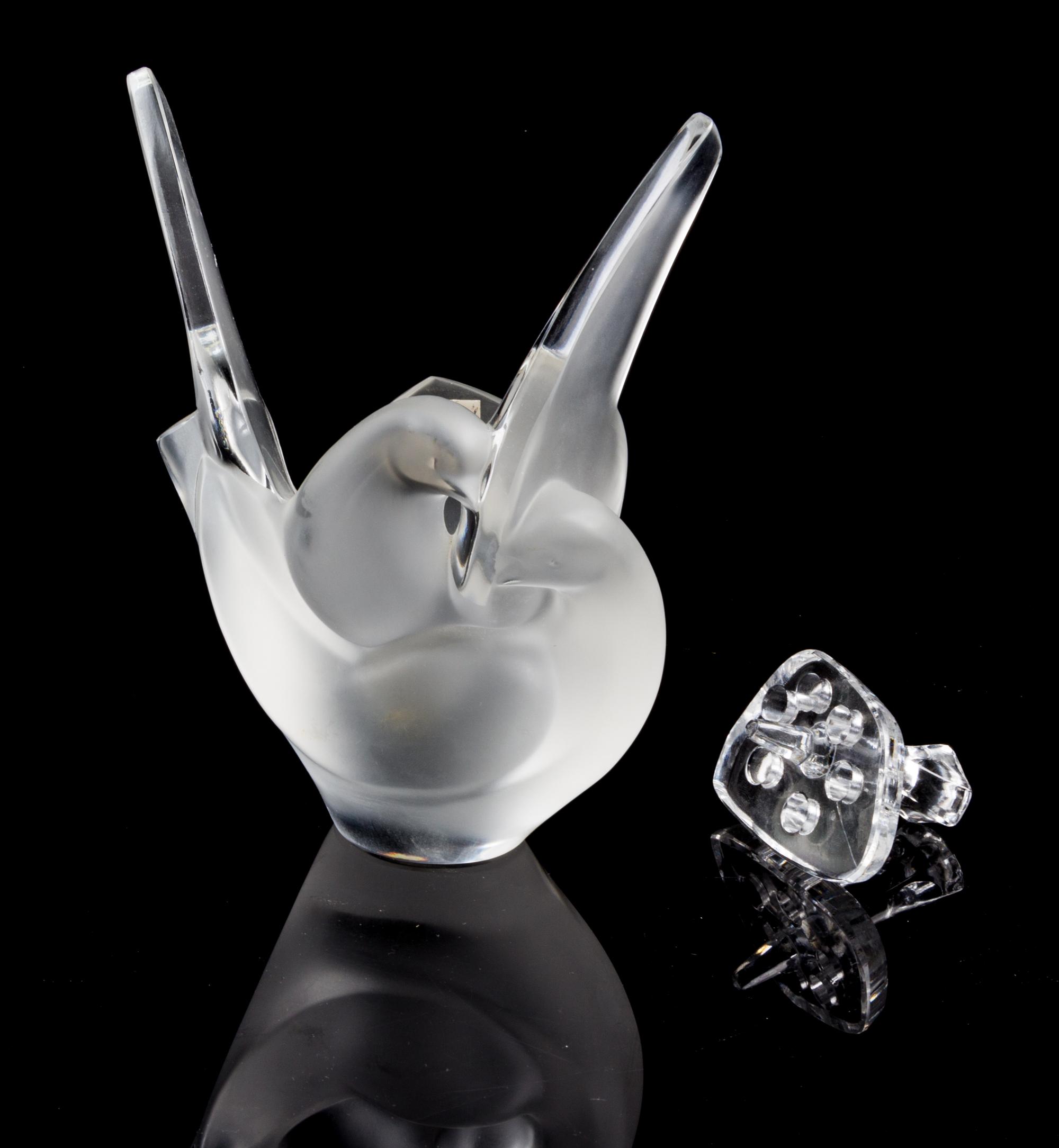 A Lalique Molded and Frosted Glass Vase Height 8 inches. — SECOND HALF 20TH CENTURY