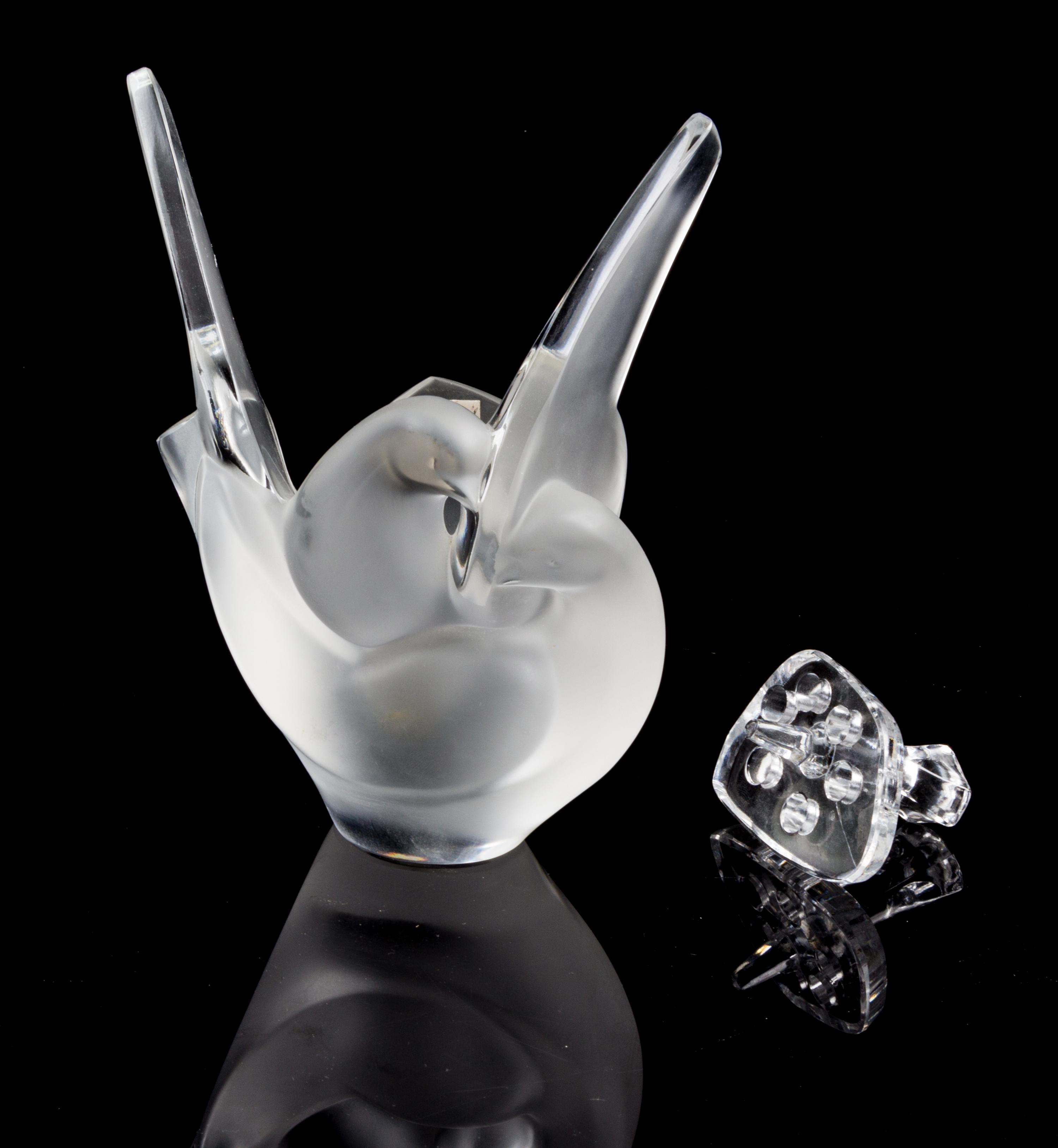 A Lalique Molded and Frosted Glass Vase Height 8 inches. — SECOND HALF 20TH CENTURY