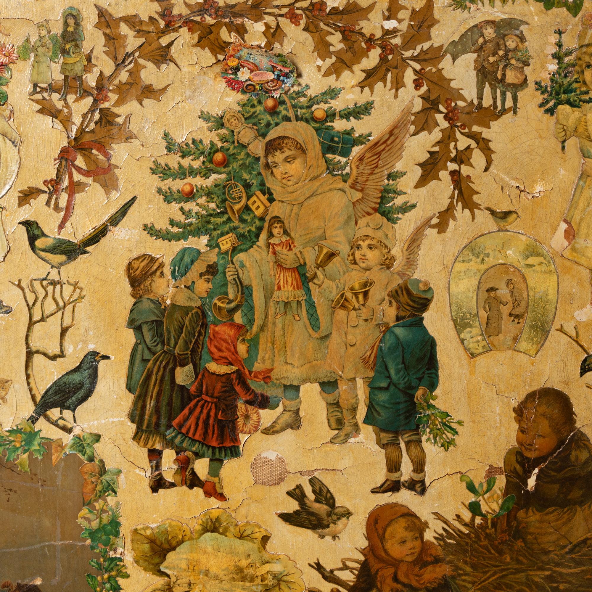 A Victorian Decoupage Four-Panel Floor Screen