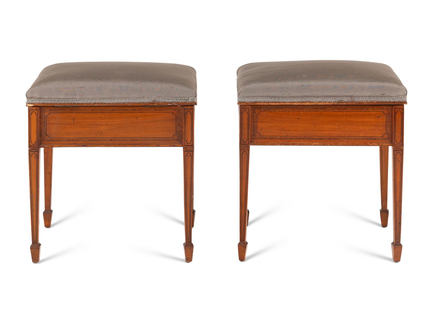 A Pair of George III Mahogany Piano Benches