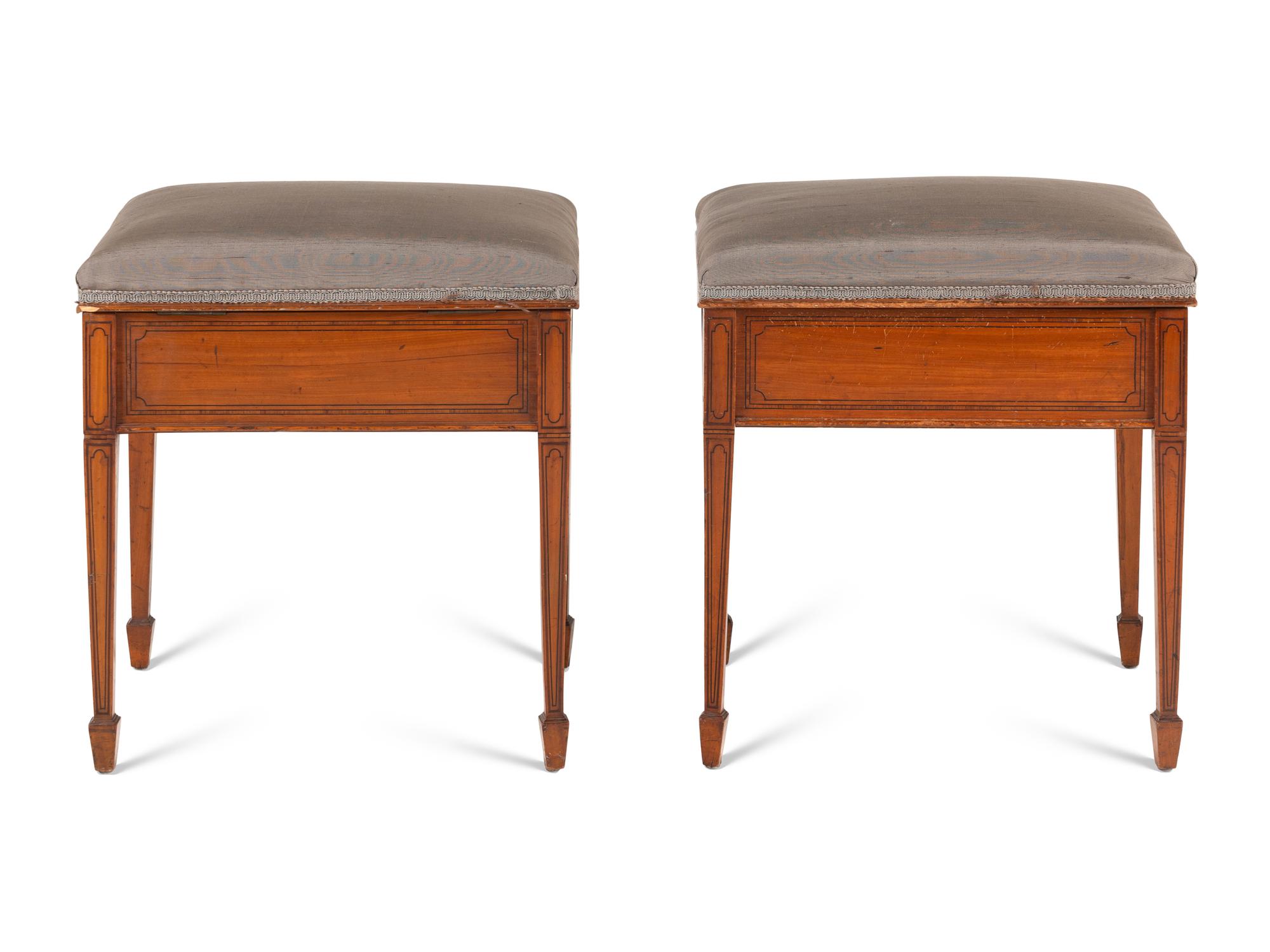 A Pair of George III Mahogany Piano Benches