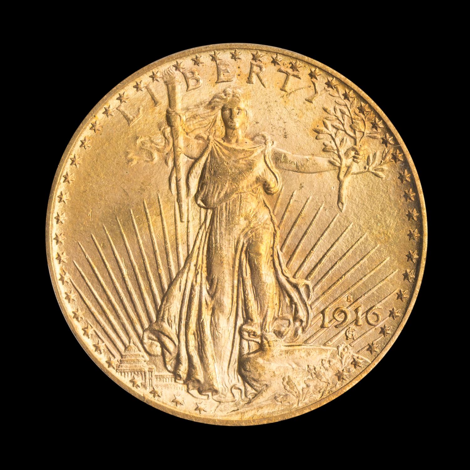 A United States 1916-S St. Gaudens $20 Gold Coin