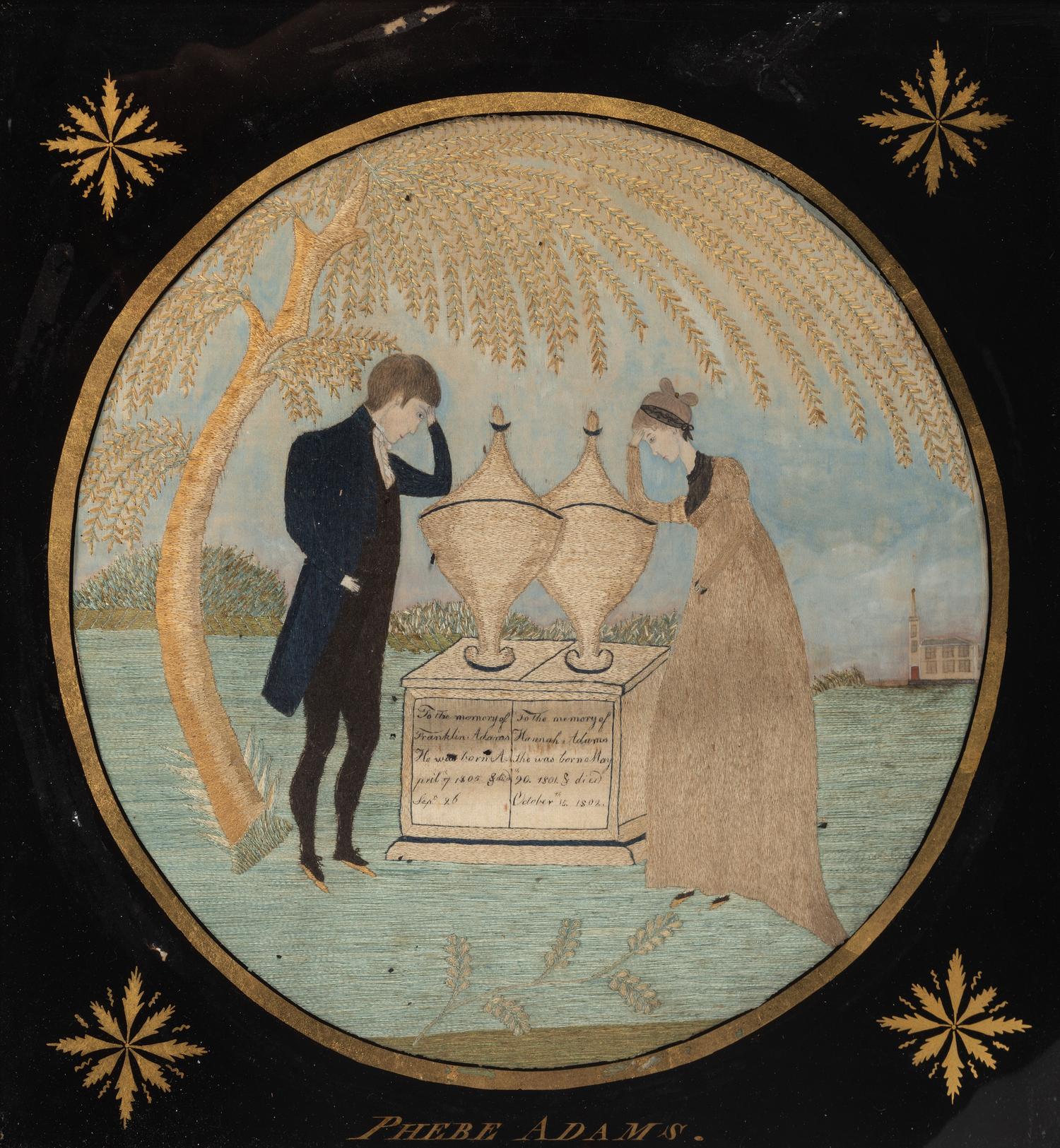 A Memorial Silkwork Embroidered Picture, Wrought by Phebe Adams