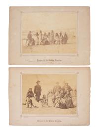 GARDNER, Alexander (1821-1882), photographer. Two albumen photographs taken at Fort Laramie, incl. Crow chiefs who signed the Treaty of 1868.
