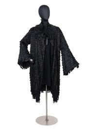 Unlabeled Black Coat with Ruffles, 1910-30s