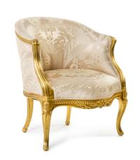 A Louis XVI Style Giltwood Bergere Height 30 inches. — 19TH CENTURY