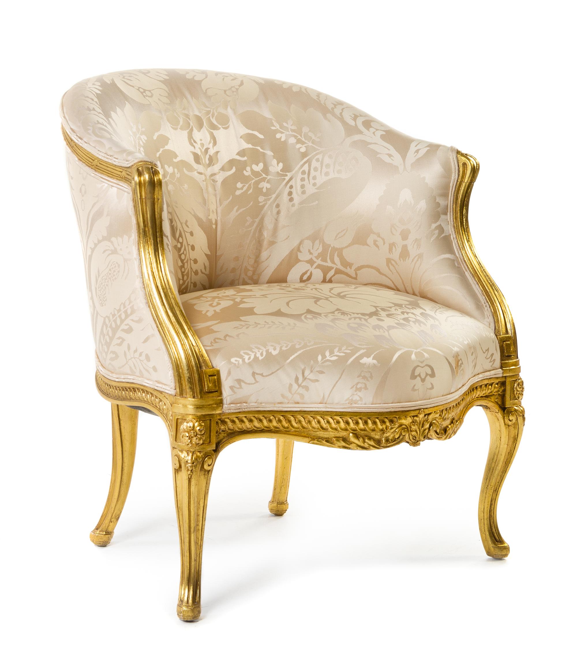 A Louis XVI Style Giltwood Bergere Height 30 inches. — 19TH CENTURY