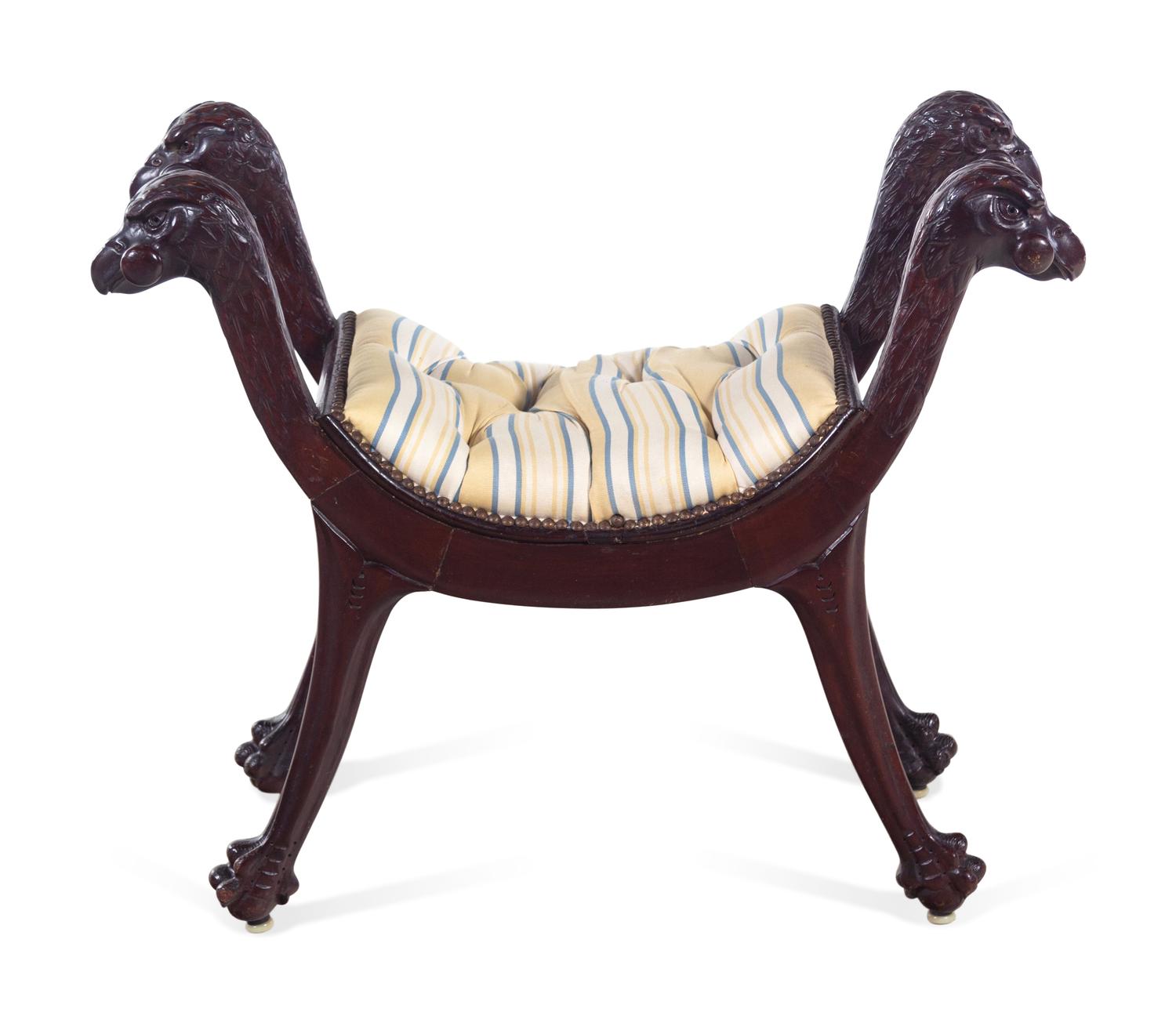 A Georgian Style Carved Mahogany Bench