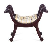 A Georgian Style Carved Mahogany Bench