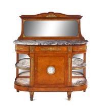 A French Gilt Bronze and Jasperware Mounted Burlwood Dining Suite