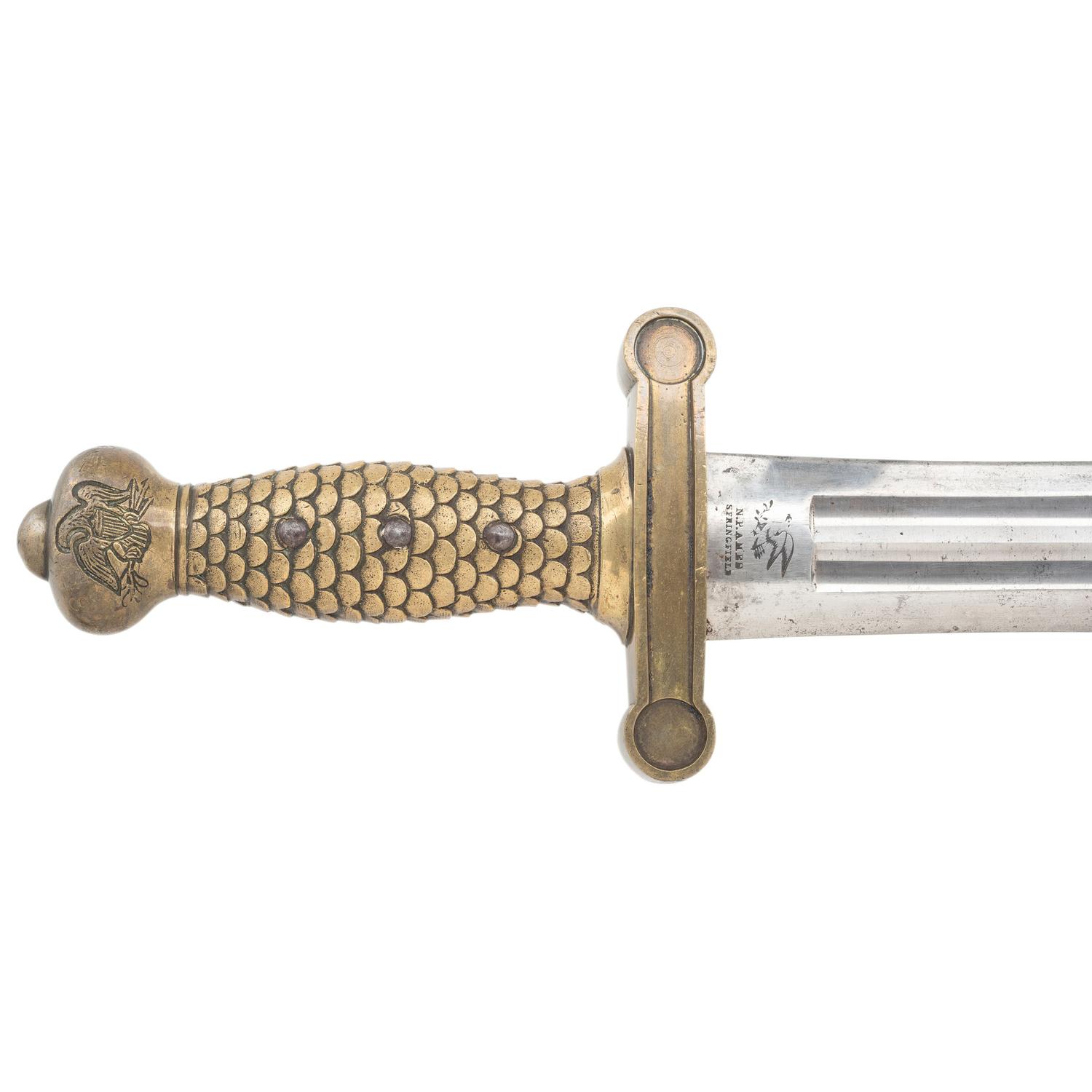Rare Early Production Ames Model 1832 Heavy Artillery Saber & Scabbard Dated 1833 with an S HUSE Marked Hilt