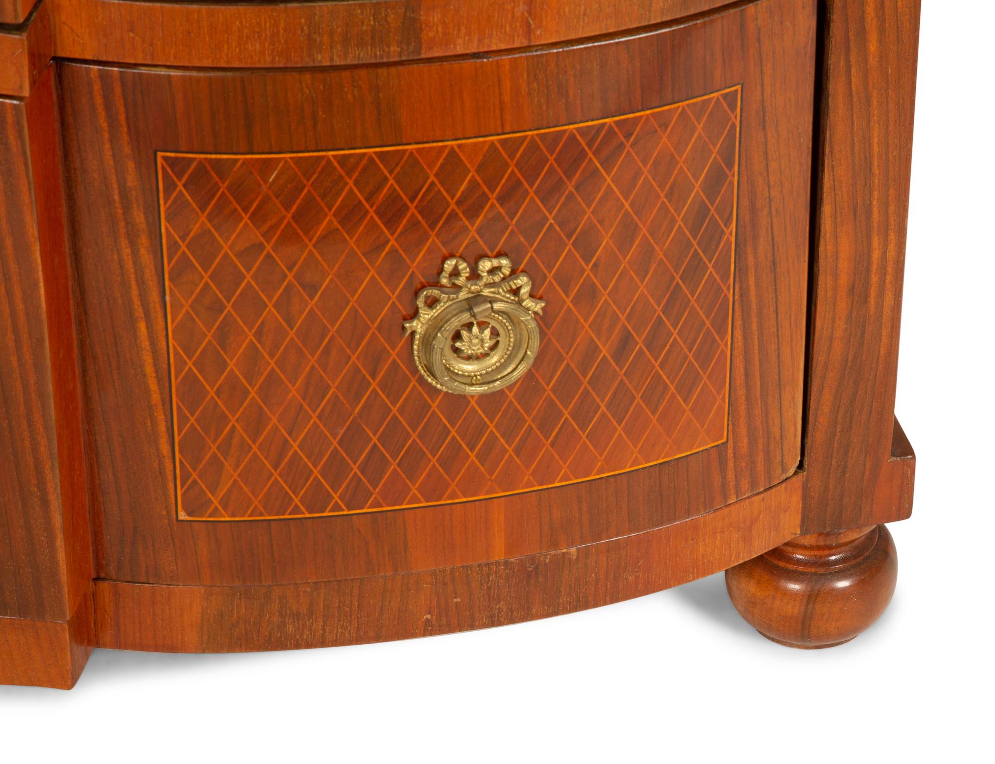 An Italian Baroque Style Parquetry Walnut Block Front Commode — 19th Century