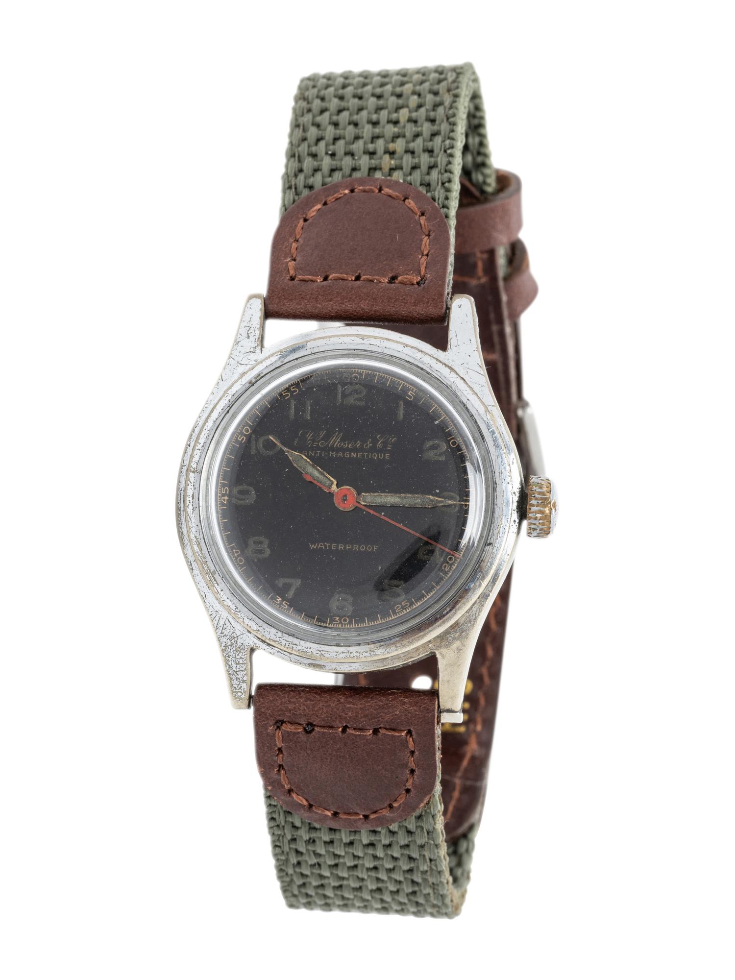 H.Y. MOSER & CIE, REF. 875761 STAINLESS STEEL VINTAGE MILITARY WATCH