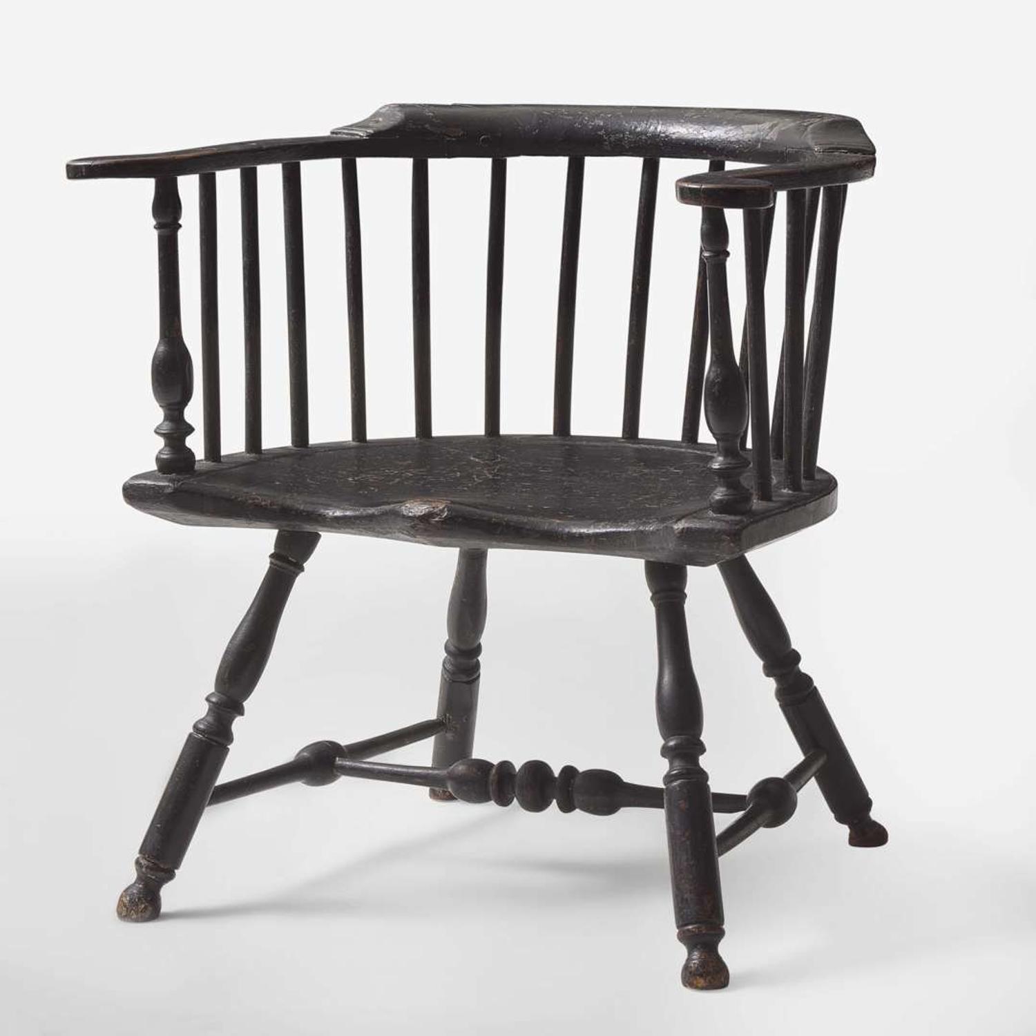 A black-painted low-back Windsor armchair Philadelphia, PA, late 18th century